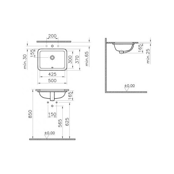 Раковина врезная под столешницу Vitra S20 43 см 5474B003-0618 - фото 3