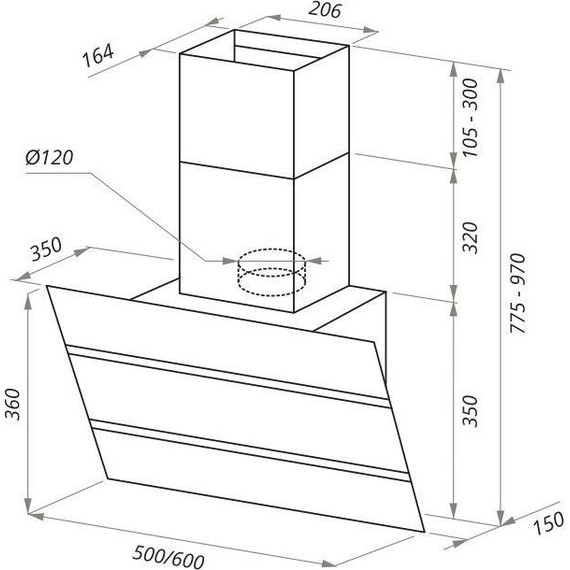 Вытяжка Maunfeld Bridge 60, нержавеющая сталь (чёрное стекло) - фото 14