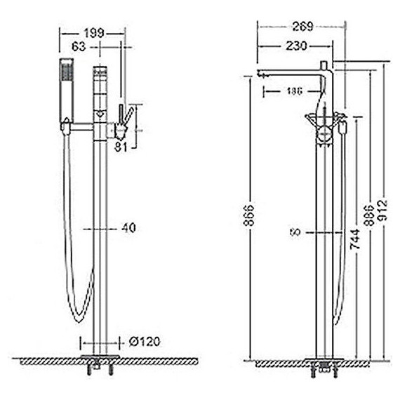 Смеситель для ванны Bravat Arc F66061K-B3-ENG, черный, Цвет производителя: чёрный - фото 5