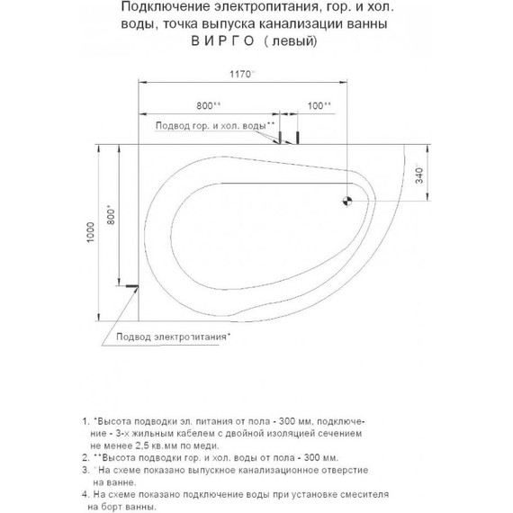 Ванна гидромассажная Aquatek Вирго 150x100 см L - фото 6