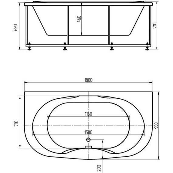 Ванна гидромассажная Aquatek Мелисса 180x95 см - фото 5