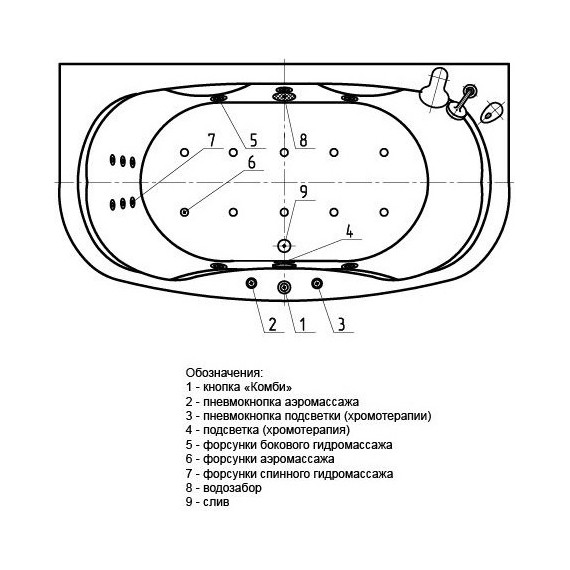 Ванна гидромассажная Aquatek Мелисса 180x95 см - фото 6