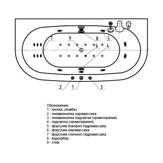Ванна гидромассажная Aquatek Морфей 190x90 см - фото 7