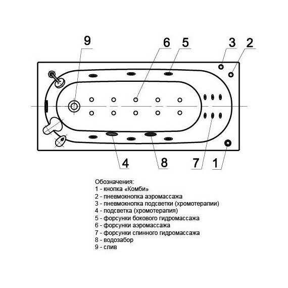 Ванна гидромассажная Aquatek Оберон 160x70 см - фото 4