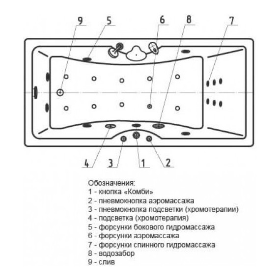 Ванна гидромассажная Aquatek Феникс 180x85 см - фото 5