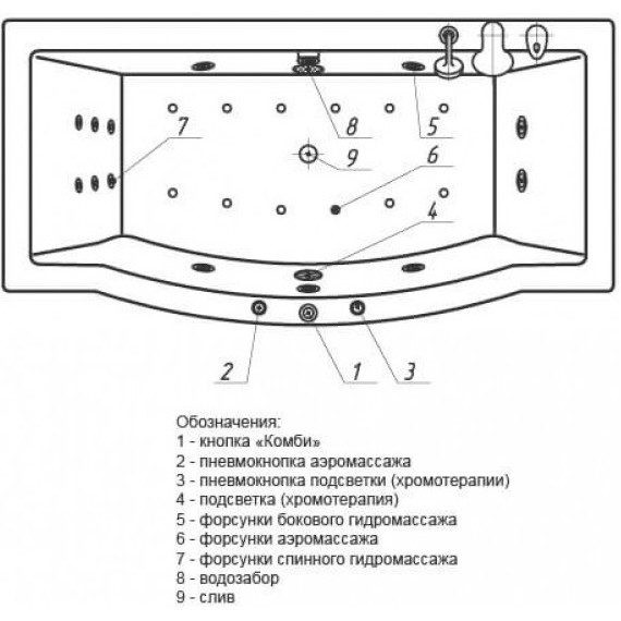 Ванна гидромассажная Aquatek Гелиос 180x90 см - фото 5