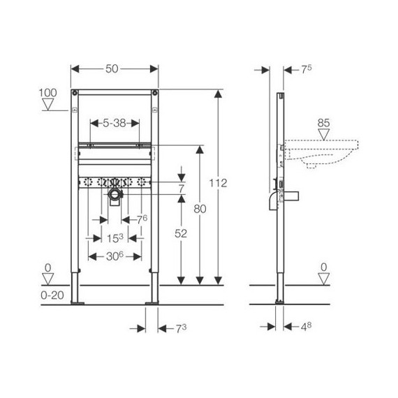 Инсталляция для раковины Geberit Duofix 111.434.00.1 - фото 2