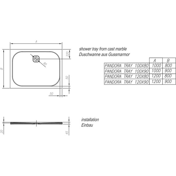 Мраморный поддон Kolpa-San Pandora 100х90 см - фото 3