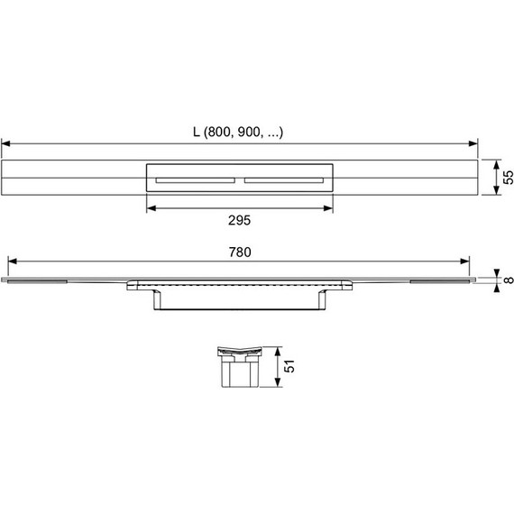 Трап TECEdrainprofile 90 см 670912, нержавеющая сталь, глянец/позолоченный, Цвет производителя: глянец, позолоченный, Размер трапа: 900 - фото 10