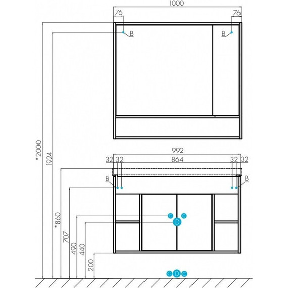 Зеркало-шкаф Акватон Флай 100 см 1A237802FAX10, белый/дуб крафт - фото 7