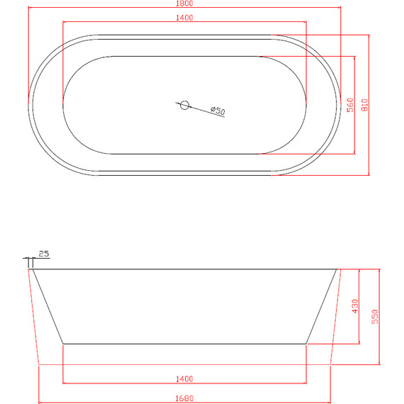 Ванна отдельностоящая Azario Bristol BRI18080 180х80 см, Размер - мм: 1800х800 - фото 4