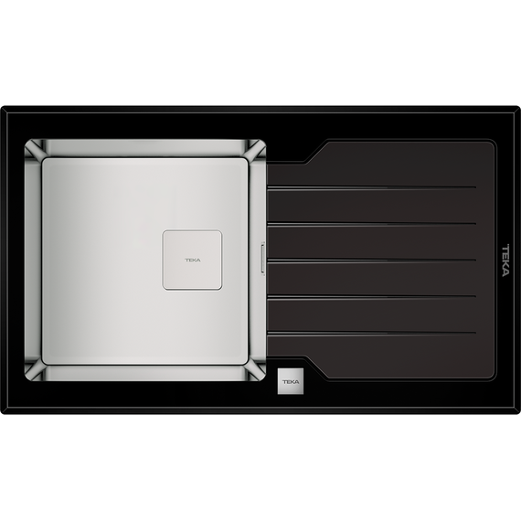 Кухонная мойка Teka Maestro Diamond RS15 1B 1D 86 Black 115100011, чёрное стекло - фото 