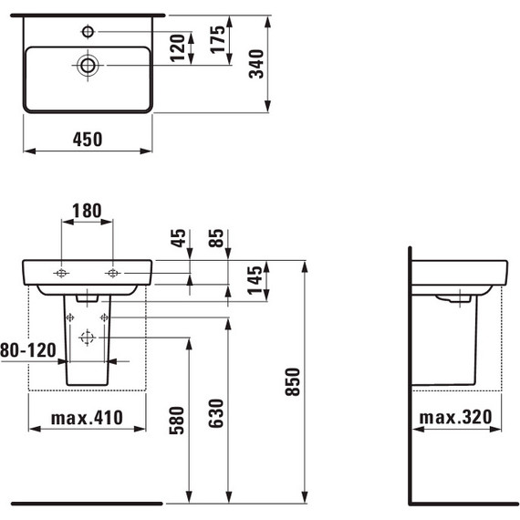 Раковина подвесная Laufen Pro S 45 см 8.1596.1.000.104.1 - фото 9