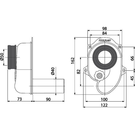 Сифон для писсуара Alcadrain A45B горизонтальный (AG210901240) - фото 2