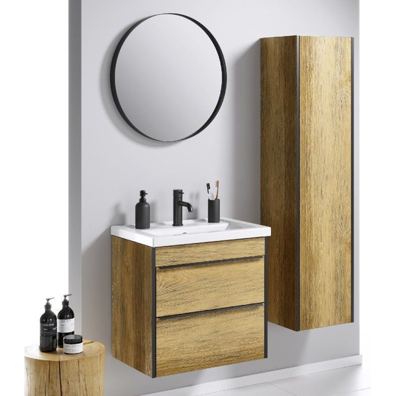 Тумба подвесная с раковиной Aqwella Fargo 70 см FRG0107DB, дуб балтийский - фото 5