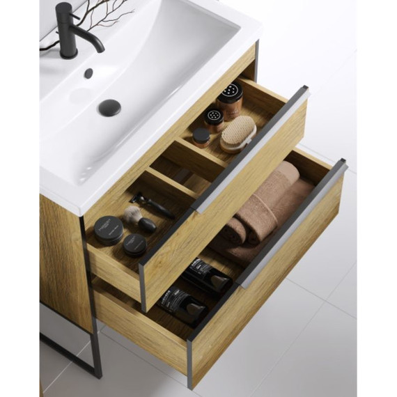 Тумба напольная с раковиной Aqwella Fargo 100 см FRG0110DB/FRGN440, дуб балтийский - фото 6