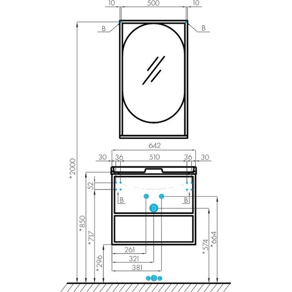 Тумба подвесная с раковиной Акватон Лофт Фабрик 65 см 1A2423K0LTDY0, дуб кантри - фото 8