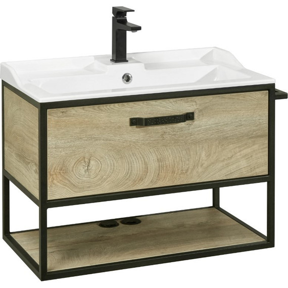 Тумба подвесная со столешницей Акватон Лофт Фабрик 80 см 1A242401LTDU0, дуб эндгрейн - фото 10