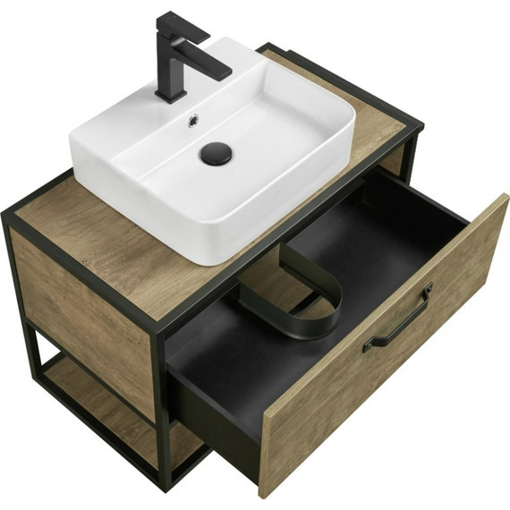 Тумба подвесная со столешницей Акватон Лофт Фабрик 80 см 1A242401LTDY0, дуб кантри - фото 7