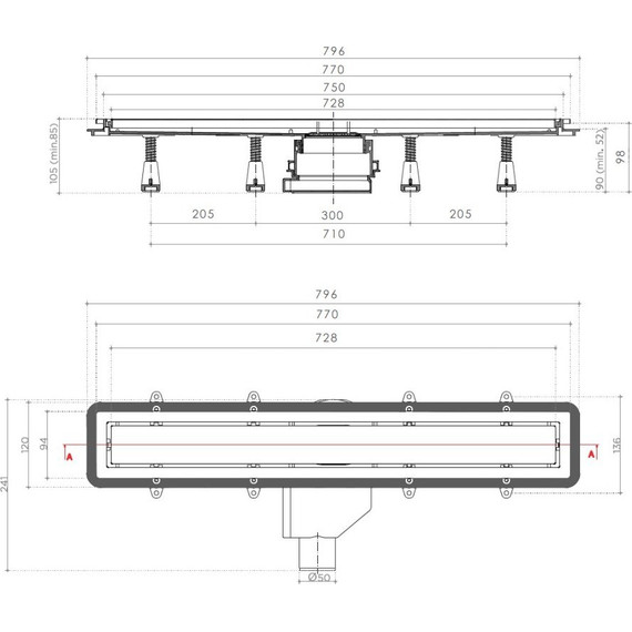 Трап Pestan (BETTOSERB) Confluo Premium Line 75 см 13100005, нержавеющая сталь (под плитку), Цвет производителя: хром, Размер трапа: 750 - фото 10
