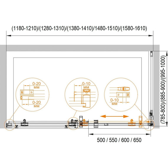 Душевое ограждение Cezares 140х80 см STYLUS-O-M-AH-1-140/80-C-Cr (стекло 8 мм) хром/прозрачное - фото 4