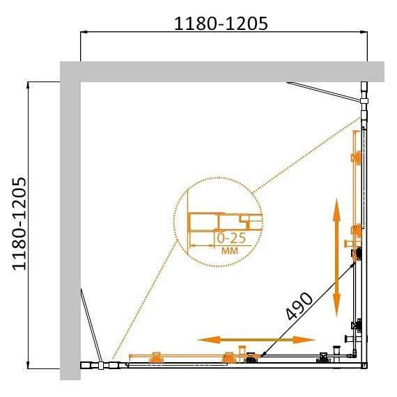 Душевое ограждение Cezares 120х120 см MOLVENO-A-22-100+20-C-Cr-IV, хром/прозрачное - фото 2