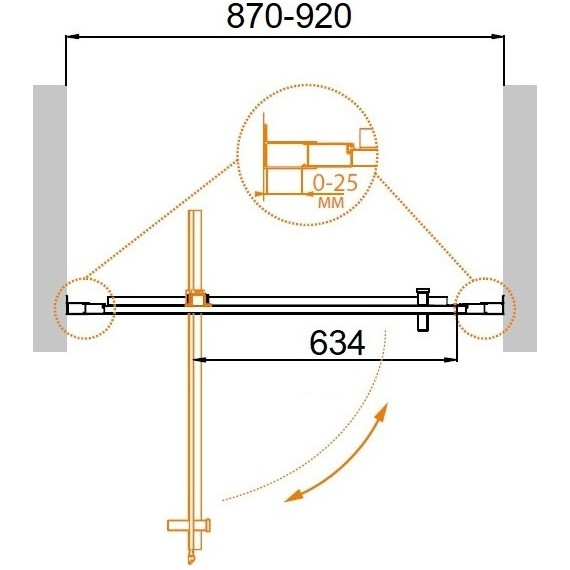 Душевая дверь Cezares 90 см MOLVENO-BA-1-90-C-Cr-IV, хром/прозрачное - фото 3