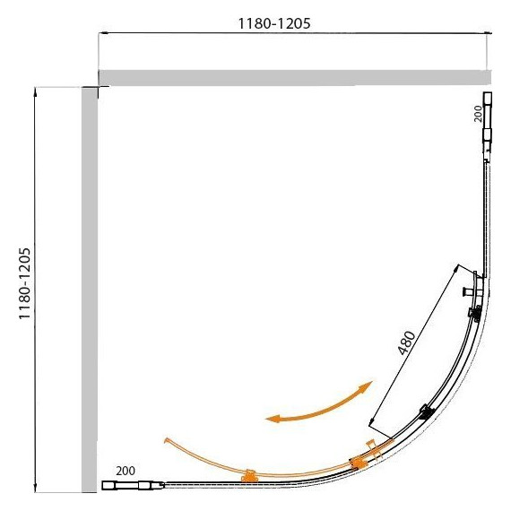 Душевое ограждение Cezares 120х120 см MOLVENO-R-11-100+20-C-Cr-IV, хром/прозрачное - фото 2