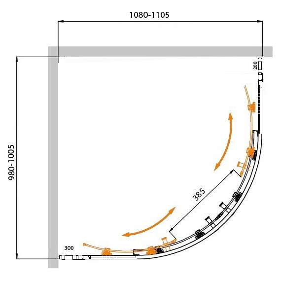 Душевое ограждение Cezares 110х100 см MOLVENO-RH-22-110/100-P-Cr, хром/матовое - фото 7