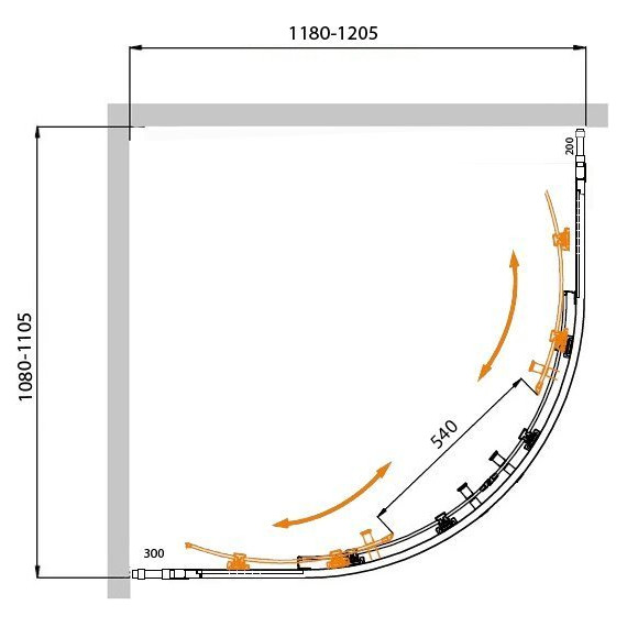 Душевое ограждение Cezares 120х110 см MOLVENO-RH-22-120/110-C-Cr-IV, хром/прозрачное - фото 4
