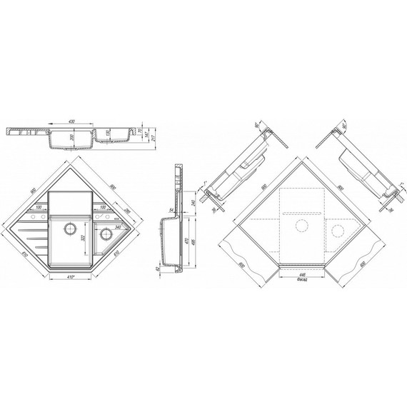 Кухонная мойка Florentina Бомбей 20.375.J0900.104, бежевый, Цвет производителя: бежевый - фото 4