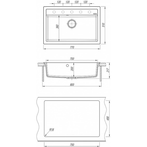 Кухонная мойка Florentina Липси 770 20.440.E0770.202, шампань, Цвет производителя: шампань - фото 4