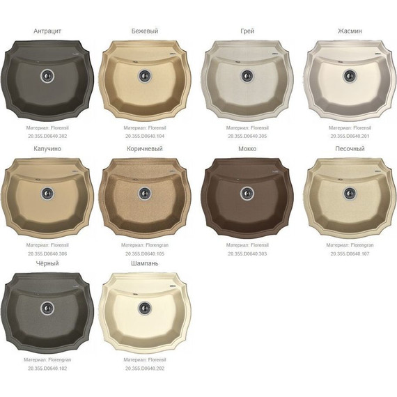 Кухонная мойка Florentina Эмилия 640 20.355.D0640.104, бежевый, Цвет производителя: бежевый - фото 2