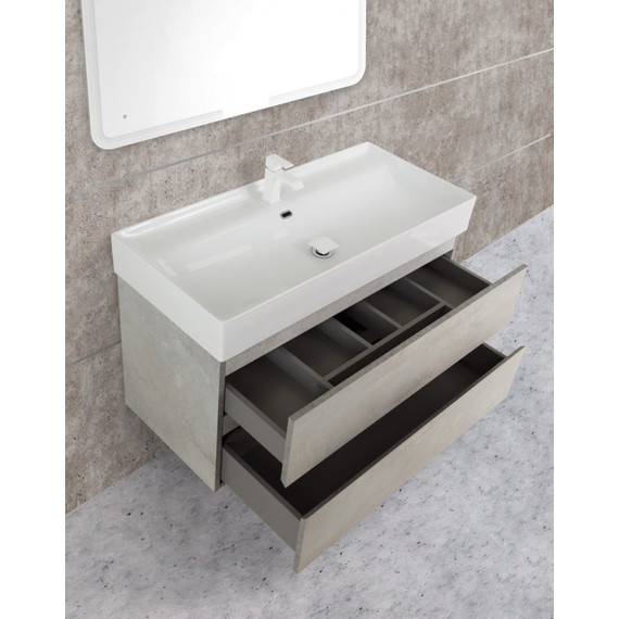 Тумба подвесная с раковиной Cezares Molveno 46-100-2C-SO-BET 100 см, Beton - фото 3
