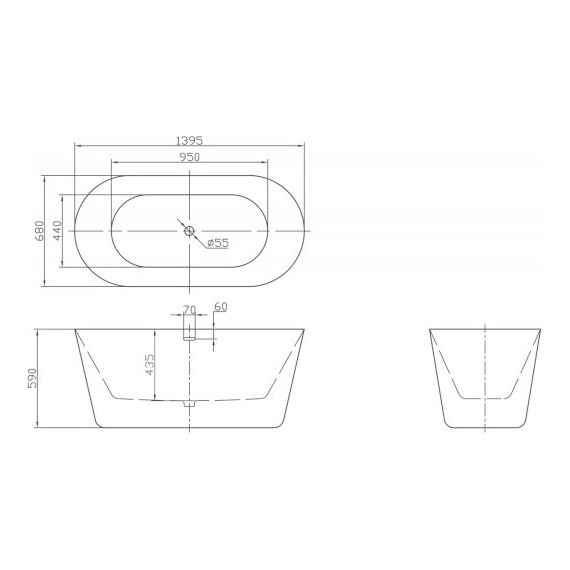 Ванна отдельностоящая BelBagno BB306-1395 140х70 см, Размер - мм: 1400х700 - фото 5