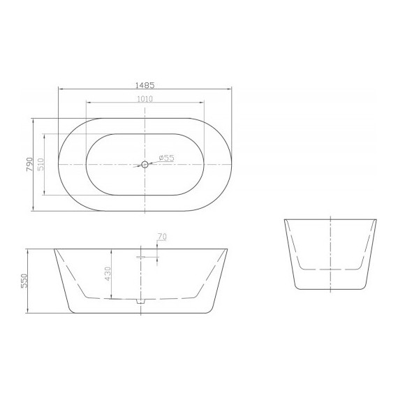 Ванна отдельностоящая BelBagno BB306-1485 150х80 см, Размер - мм: 1500х800 - фото 5