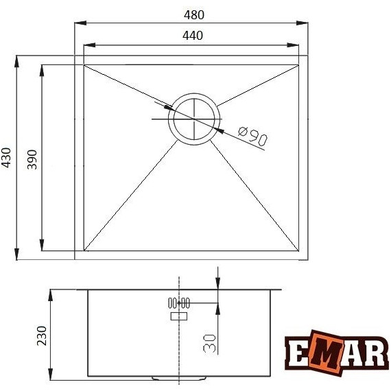 Кухонная мойка Emar EMB-114 1,2 мм, медь, Цвет производителя: медь - фото 2