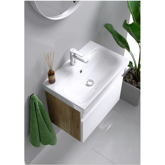 Тумба подвесная с раковиной Aqwella Smart 60 см SRT0106DB, дуб балтийский/белый - фото 6