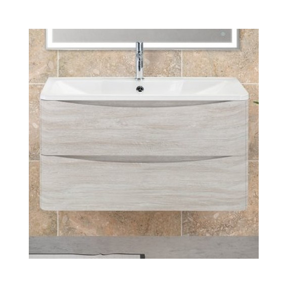 Тумба подвесная с раковиной BelBagno ACQUA-900-2C-SO-RVB 90 см, Rovere Vintage Bianco, Цвет фасада: Rovere Vintage Bianco - фото 