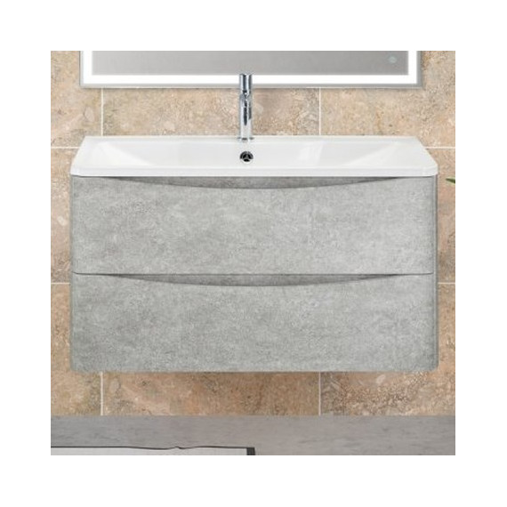 Тумба подвесная с раковиной BelBagno ACQUA-1000-2C-SO-CVG 100 см, Cemento Verona Grigio, Цвет фасада: Cemento Verona Grigio - фото 