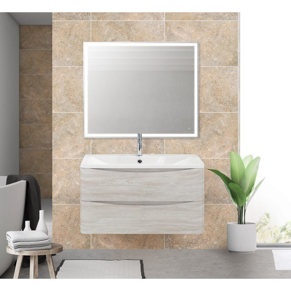 Тумба подвесная с раковиной BelBagno ACQUA-900-2C-SO-RVB 90 см, Rovere Vintage Bianco, Цвет фасада: Rovere Vintage Bianco - фото 2