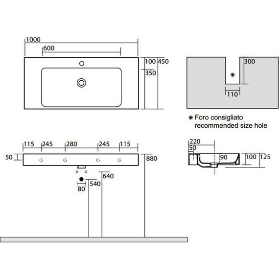 Раковина подвесная Kerasan Cento 100 см 355001*1 - фото 3