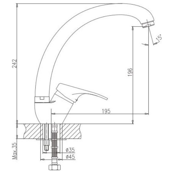 Смеситель для кухни Haiba HB4113-7, чёрный матовый - фото 2