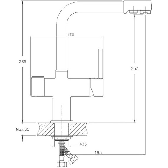 Смеситель для кухни Haiba HB70088-9, бежевый - фото 2