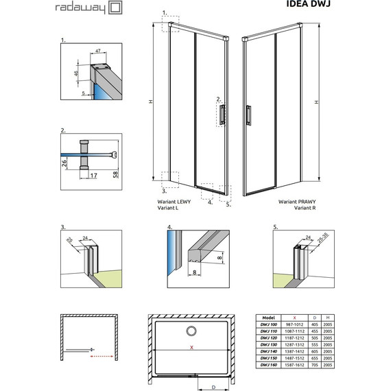 Душевая дверь Radaway Idea Black DWJ 150 см 387019-54-01R, черный/прозрачное - фото 9