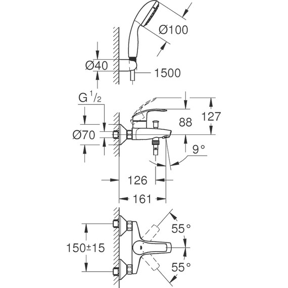 Смеситель для ванны Grohe Eurosmart New 3330220A - фото 4