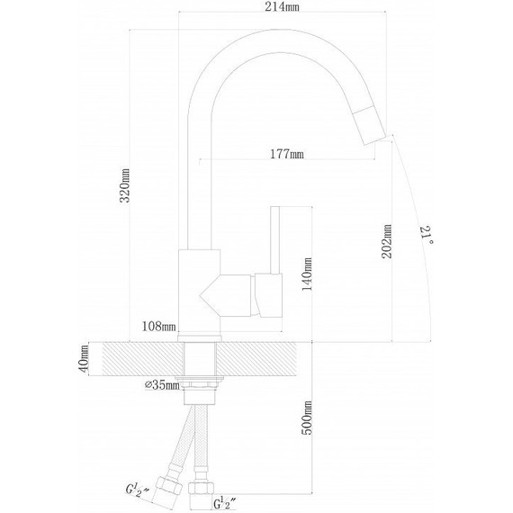Смеситель для кухни Florentina Альфа FL 313.01H.1123.102, чёрный, Цвет производителя: чёрный - фото 3