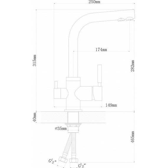 Смеситель для кухни Dr.Gans Акцент DG 339.06H.2123.408, серый, Цвет производителя: серый - фото 3