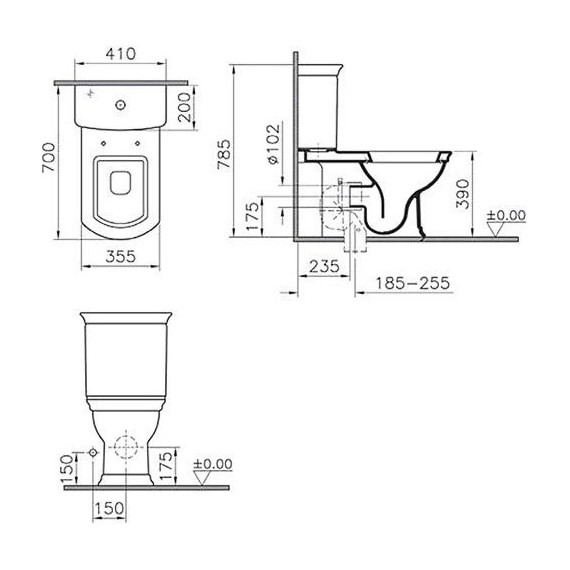 Унитаз-компакт VITRA SERENADA 9722B003-7203 с крышкой микролифт - фото 5