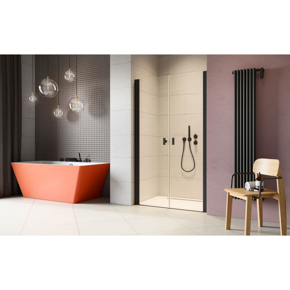 Душевая дверь Radaway Nes 8 Black DWD I 60L+35R 95 см (стекло 8 мм), черный/прозрачное - фото 2